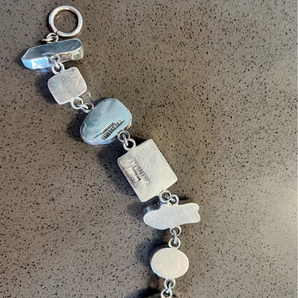 Echo of the Dreamer Sterling Silver Pearl Quarts Link Toggle Bracelet - Picture 5 of 7